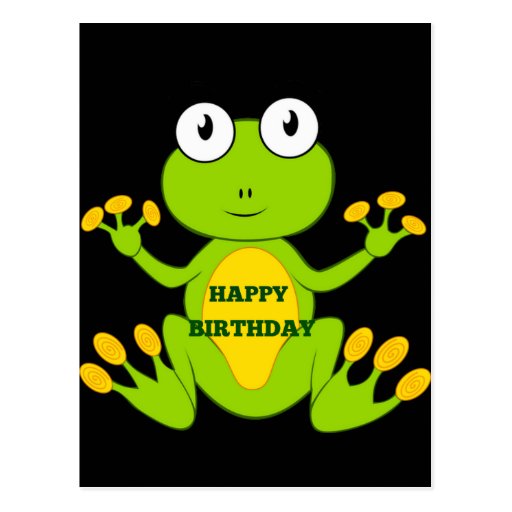 Happy Birthday Green Frog Postcard | Zazzle