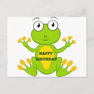 Happy Birthday Green Frog Postcard