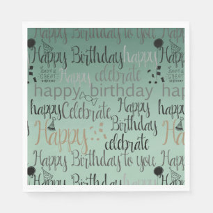 Happy Birthday Green Napkin