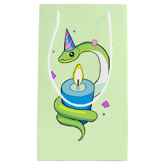 Happy Birthday Green Party Snake Drawing Gift Bag (Front)