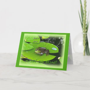 Happy Birthday Greeting - Bullfrog on Lily Pad Card