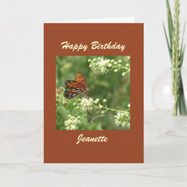 Happy Birthday Greeting Card, Butterfly, Custom Card (Front)