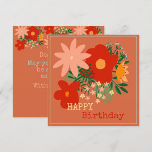 HAPPY Birthday greeting card original flowers red