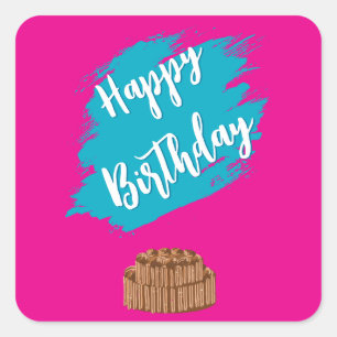 Happy birthday greeting card square sticker