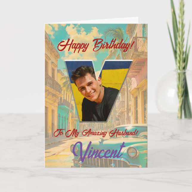 Happy Birthday Greeting Card with Photo (Front)