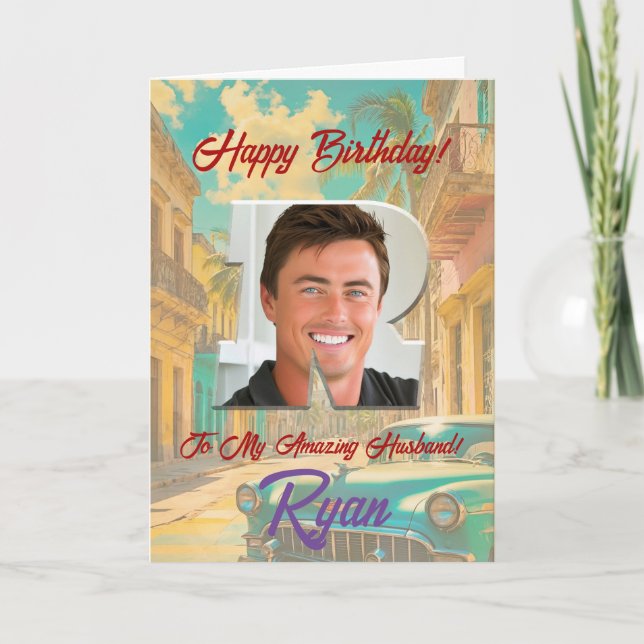 Happy Birthday Greeting Card with Photo (Front)