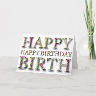 Happy Birthday Greeting with letters in relief Card