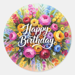 Happy Birthday Greetings Classic Round Sticker