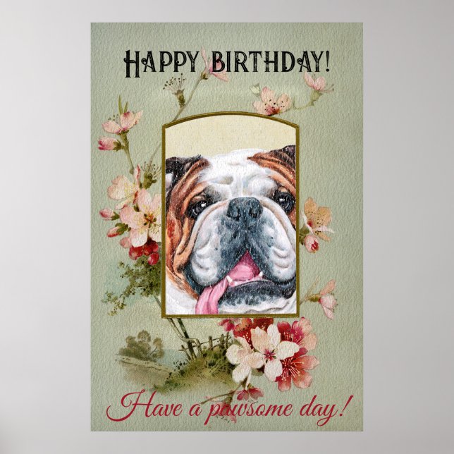 Happy Birthday Greetings English bulldog Poster (Front)