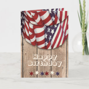 Happy Birthday Greetings Red, White and Blue Card
