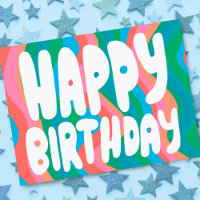 HAPPY BIRTHDAY Groovy Bubble Letters CUSTOM Bday