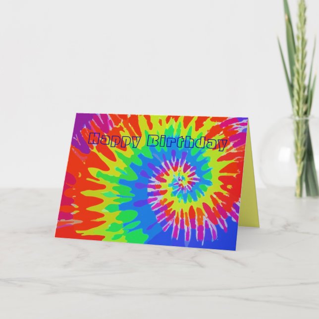 Happy Birthday Groovy Tie-Dye Card (Front)