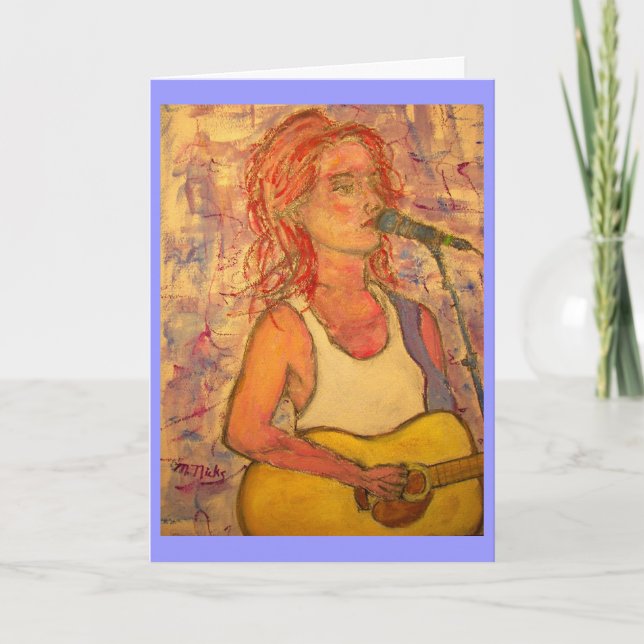 happy birthday guitar girl card (Front)