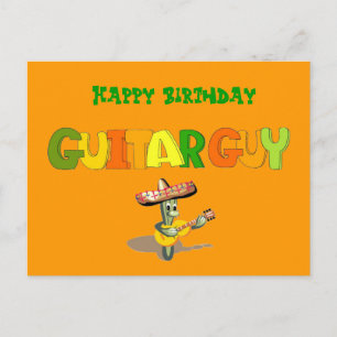 Happy Birthday Guitar Guy Postcard