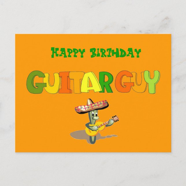 Happy Birthday Guitar Guy Postcard (Front)