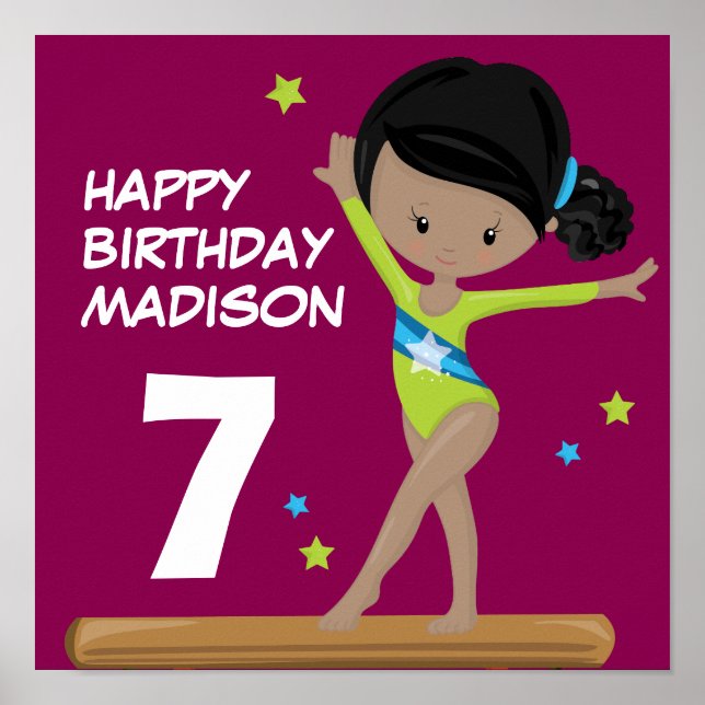 Happy Birthday Gymnast Poster (Front)