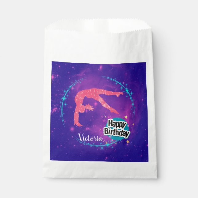 Happy Birthday Gymnastics Galaxy Tumbling   Favour Bags (Front)