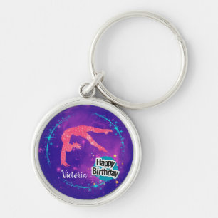 Happy Birthday Gymnastics Galaxy Tumbling Key Ring