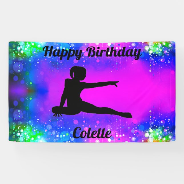 Happy Birthday Gymnastics Personalised Banner (Horizontal)