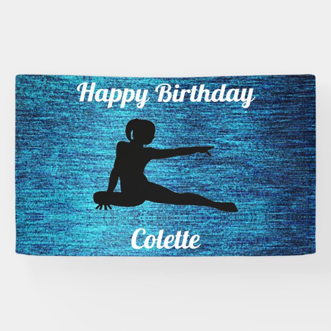 Happy Birthday Gymnastics Personalised Banner (Horizontal)