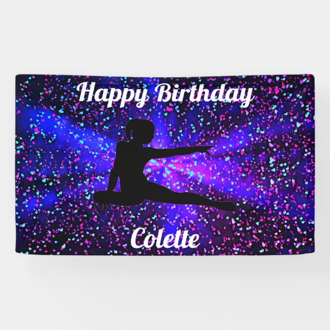 Happy Birthday Gymnastics Personalised Banner (Horizontal)
