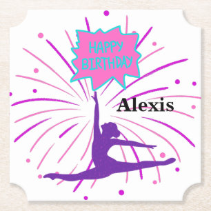 Happy Birthday Gymnastics Personalised Paper Coaster