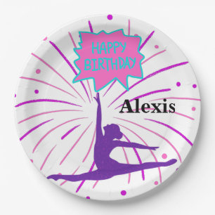 Happy Birthday Gymnastics Personalised Paper Plat Plate