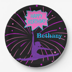 Happy Birthday Gymnastics Personalised  Paper Plate