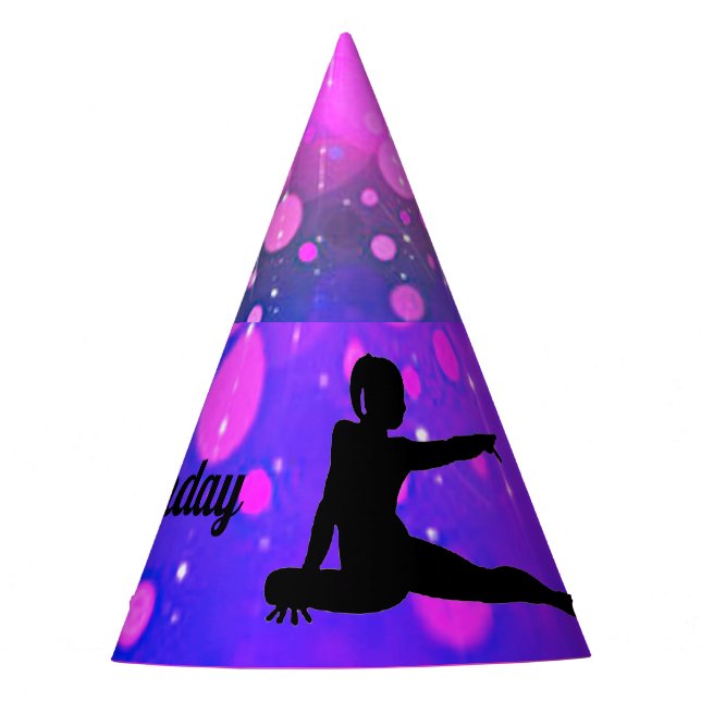 Happy Birthday Gymnastics Personalised Party Hat (Front)
