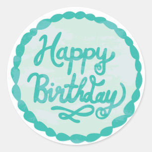 Happy Birthday Hand Lettered Icing Classic Round Sticker
