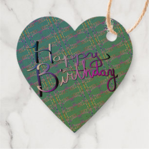 "Happy Birthday!" Hand-written Gradient Rainbow Favour Tags