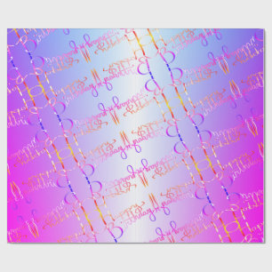 "Happy Birthday!" Hand-written Pink PurpleGradient Wrapping Paper