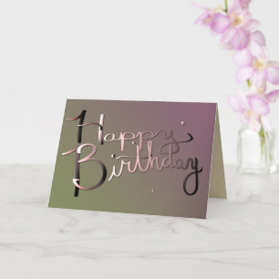 "Happy Birthday" Hand written Plum Moss Card