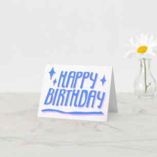 HAPPY BIRTHDAY Handlettered Blue Customised Card
