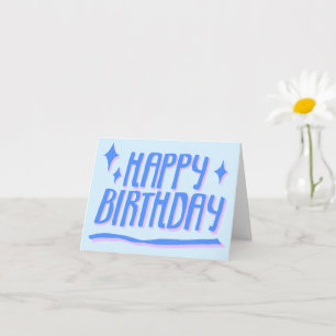 HAPPY BIRTHDAY Handlettered Blue Customised Card