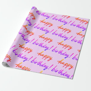 HAPPY BIRTHDAY Handlettering Pattern Colorful Pink Wrapping Paper