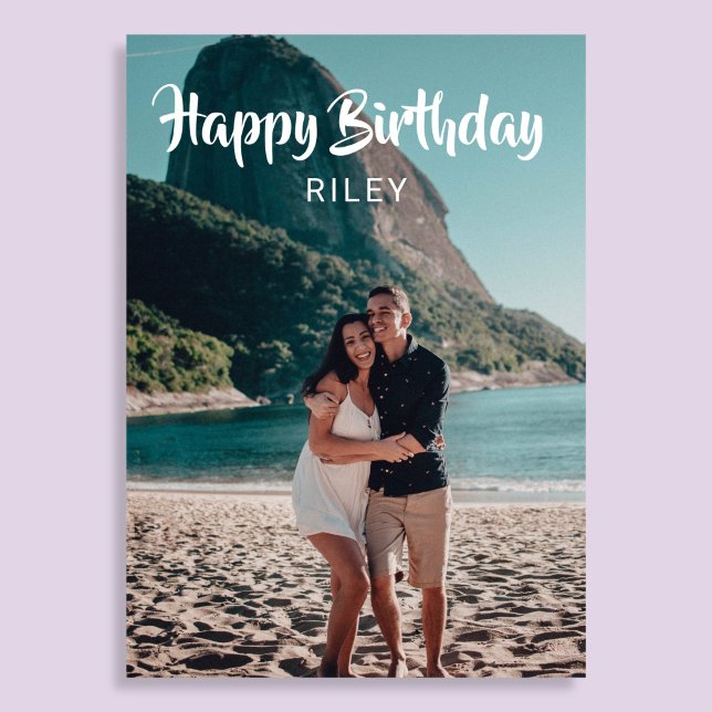 Happy Birthday Handwriting Script Photo Card (Creator Uploaded)