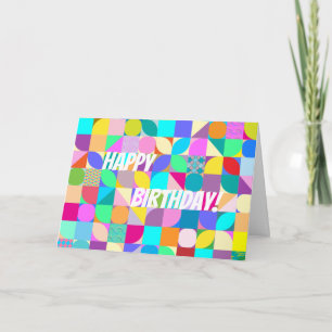 Happy Birthday HAPPINESS & JOY Modern Art Card