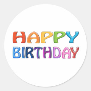HAPPY BIRTHDAY - Happy 3D-like Colourful Gift Classic Round Sticker