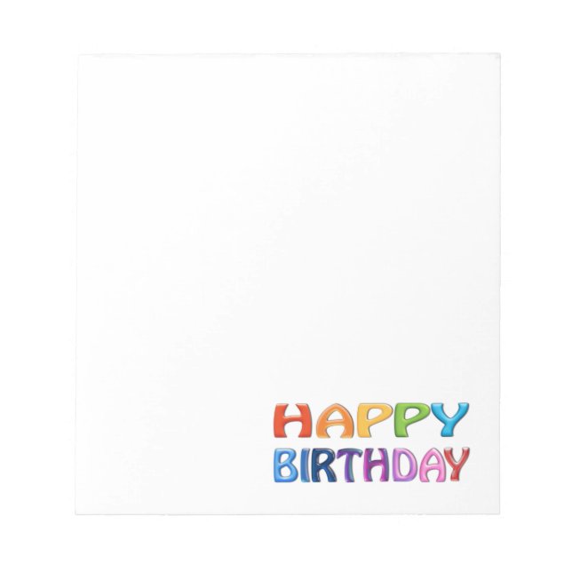 HAPPY BIRTHDAY - Happy 3D-like Colourful Gift Notepad (Front)