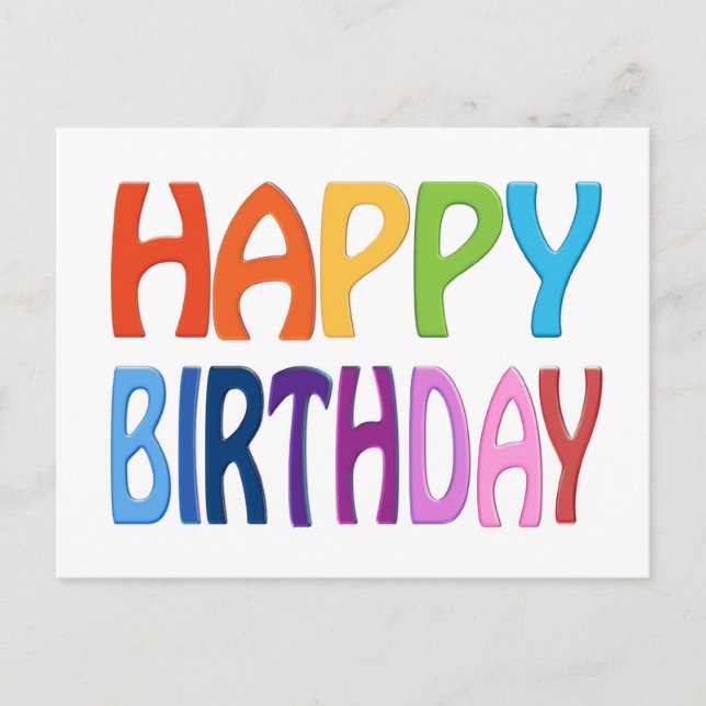 Happy Birthday - Happy Colourful Greeting Postcard (Front)