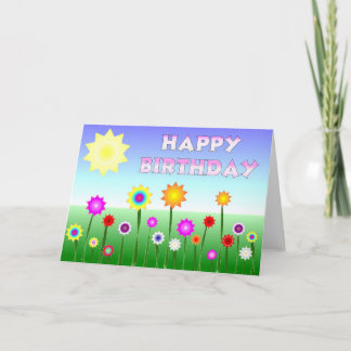 Happy Birthday Happy Flowers Card