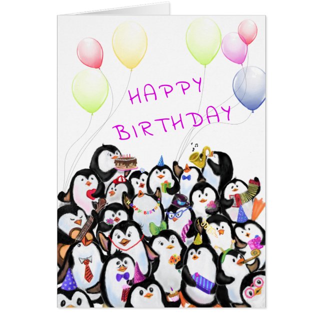 Happy Birthday - Happy Penguins Party Celebration (Front)