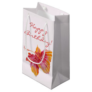 Happy Birthday   Hawaiian Hibiscus Flower Small Gift Bag