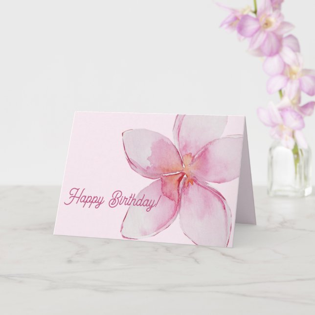 Happy Birthday  | Hawaiian Watercolor Flower Card (Orchid)