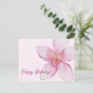 Happy Birthday    Hawaiian Watercolor Flower Postcard