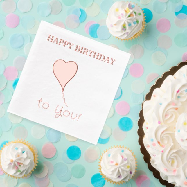Happy Birthday Heart Balloon Foil Napkins (Insitu (Party))