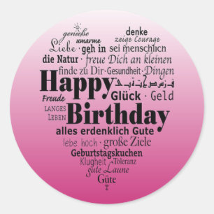 Happy Birthday Heart Classic Round Sticker