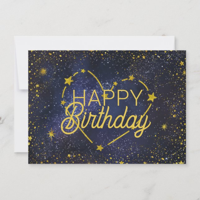 Happy Birthday Heart Constellation and Stars Card (Front)