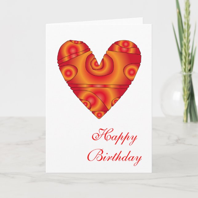 "Happy Birthday" Heart Design Card (Front)